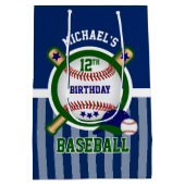 00th Birthday Party - Baseball - Donkergroen Medium Cadeauzakje (Achterkant)