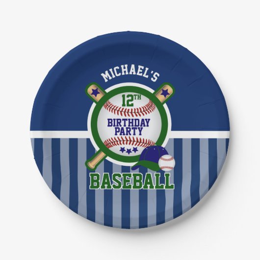 00th Birthday Party - Baseball - Donkergroen Papieren Bordje (Voorkant)