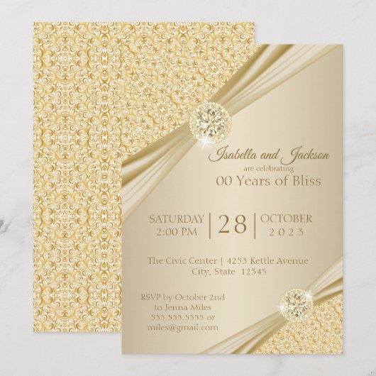00th Gouden Huwelijksjubileum Ontwerp Kaart (Voorkant / Achterkant)