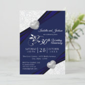 00th Heart Jubileum Design - Navy en Wit Kaart (Staand voorkant)