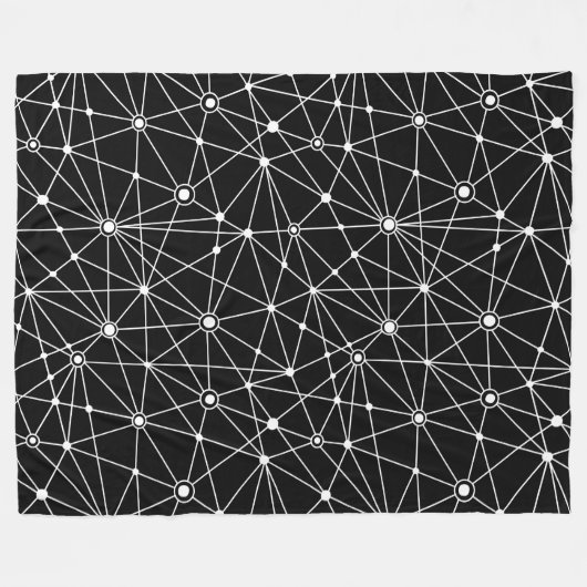 010316 Netwerk - White on Black Fleece Deken (Voorkant (Horizontaal))