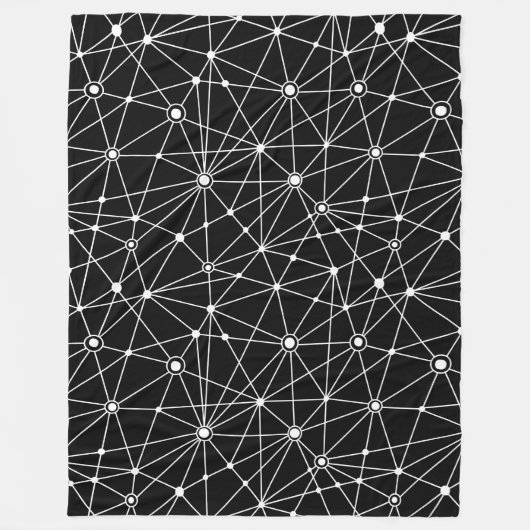 010316 Netwerk - Wit op Zwart Fleece Deken (Voorkant)