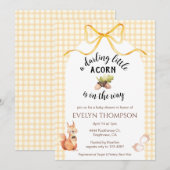 010 Amber Cute Squirrel Acorn Gingham Baby Shower Kaart (Voorkant / Achterkant)