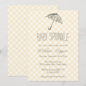 010 Amber Moderne Paraplu Gingham Baby Sprinkle Kaart (Voorkant / Achterkant)