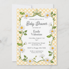 010 Amber Orange Floral Daisy Plaid Baby Shower Kaart