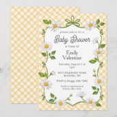 010 Amber Orange Floral Daisy Plaid Baby Shower Kaart (Voorkant / Achterkant)