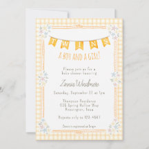 010 Amber Oranje Geruite Bloem Twins Baby Shower