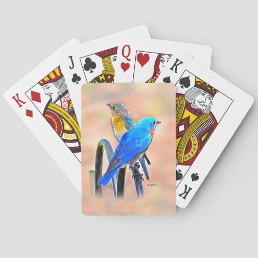010 Blauwvogelliefdesspelkaarten Pokerkaarten (Achterkant)