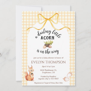 010 Lieve Eekhoorn Eikel Geruite Baby Shower Kaart