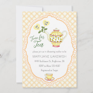 010 Mooie Geruite Theekrans Baby Shower Kaart