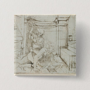 01147 Ludwig Wilhelm, graaf van Baden, 1705 Vierkante Button 5,1 Cm
