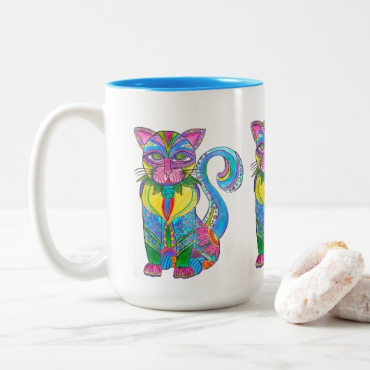 0115 - CAT-Mok Tweekleurige Koffiemok (Met donut)