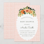 011 Terracotta Gingham Baby Shower Invitations Kaart (Voorkant / Achterkant)