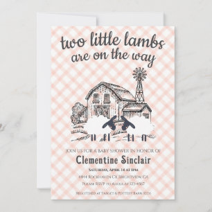 011 Terracotta Little Lambs Farm Plaid Baby Shower Kaart