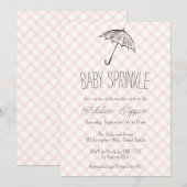 011 Terracotta Paraplu Gingham Baby Sprinkle Kaart (Voorkant / Achterkant)