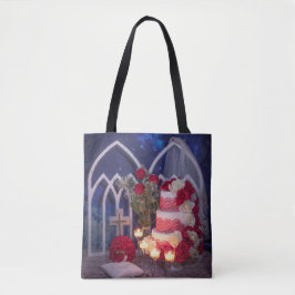 0128-Trouwtaart met kaarsen, sluier, boeket Tote Bag