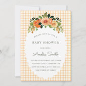 012 Copper Gingham Baby Shower Invitations Kaart (Voorkant)