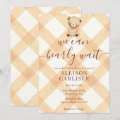 012 Copper Teddy Bear Gingham Baby Shower Kaart (Voorkant / Achterkant)