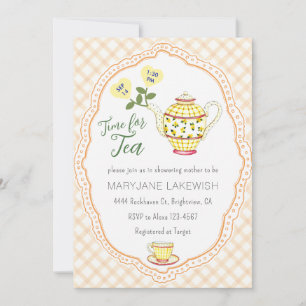 012 Koper Cute Gingham Theepartij Baby Shower Kaart