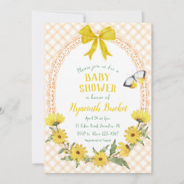012 Koper Gele Madeliefjes Strik Gingham Baby Show Kaart