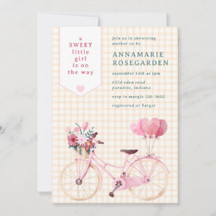 012 Koper Zoete Bloem Meisjesfiets Baby Shower Kaart