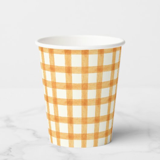 012 Koperen Aquarel Gingham Papieren Bekers (Achterkant)
