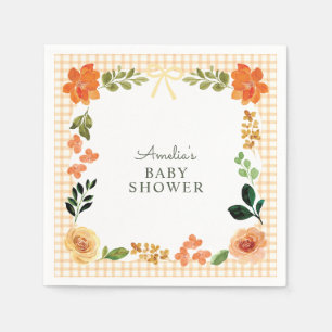 012 Koperen Bloemen Gingham Baby Shower Servet