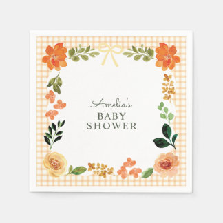 012 Koperen Bloemen Gingham Baby Shower Servet