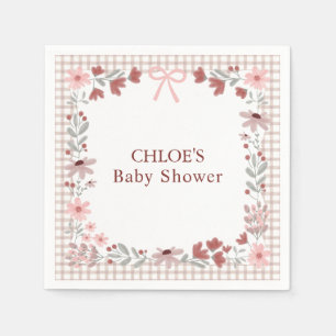 013 Chocolade Bruine Wilde Bloem Boog Gingham Baby Servet