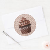013 Chocolade Cupcake op Gingham Sticker (Envelop)