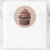 013 Chocolade Cupcake op Gingham Sticker (Tas)