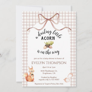 013 Chocolade Eekhoorn Eikel Gingham Baby Shower Kaart