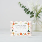 013 Chocolade Gingham Baby Shower Luier Raffle Informatiekaartje (Staand voorkant)