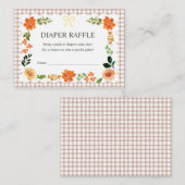 013 Chocolade Gingham Baby Shower Luier Raffle Informatiekaartje (Voorkant / Achterkant)