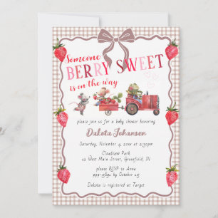 013 Chocolade Gingham Bes Sfeer Boerderij Baby Sho Kaart
