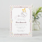 013 Chocolade Gingham Gietertje Baby Shower Kaart (Staand voorkant)