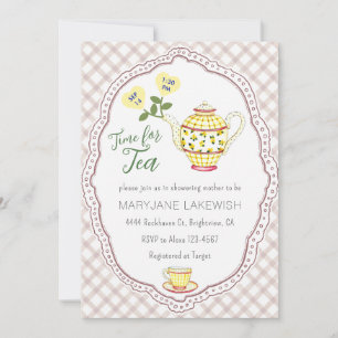 013 Chocolade Mooie Gingham Thee Feestje Baby Show Kaart
