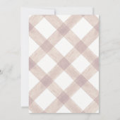 013 Chocolate Brown Teddy Bear Gingham Baby Shower Kaart (Achterkant)