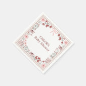 013 Chocolate Brown Wildflower Bow Gingham Shower Servet (Hoek)