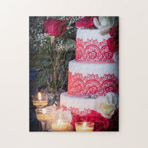 0140-Trouwtaart met Ringen, Rozen Puzzel Legpuzzel