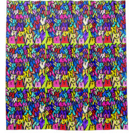 0141 - Katten Patroon - Douchegordijn