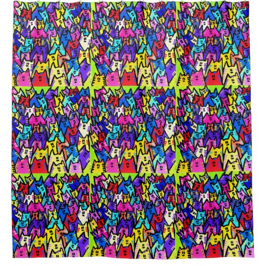 0141 - Katten Patroon - Douchegordijn (Voorkant)