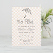 014 Latte Bruine Paraplu Gingham Baby Sprinkle Kaart (Staand voorkant)
