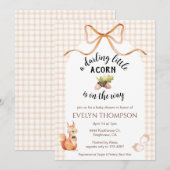 014 Latte Squirrel Acorn Gingham Bow Baby Shower Kaart (Voorkant / Achterkant)
