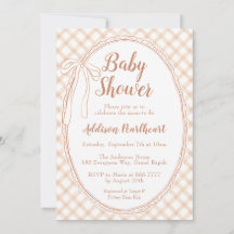014 Latte Tan Erfstuk Kantwerk Gingham Baby Shower