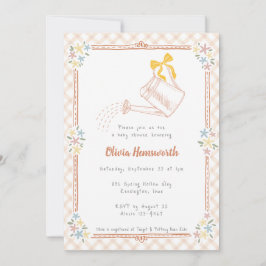 014 Latte Tan Gingham Gietertje Baby Shower Kaart
