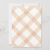 014 Latte Tan Teddybeer Gingham Babyshower Kaart (Achterkant)