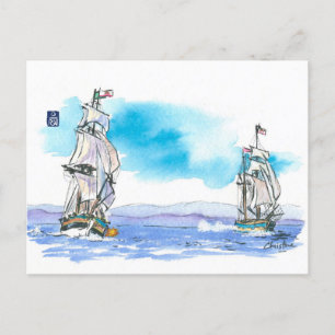 (014) Tall Ship Naval Combat Briefkaart