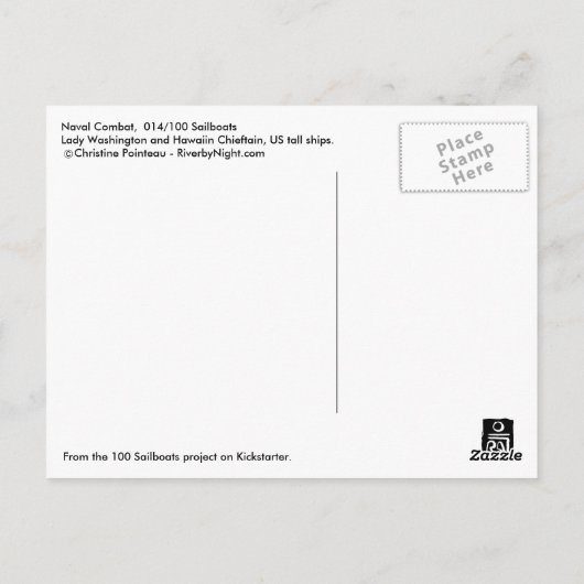 (014) Tall Ship Naval Combat Briefkaart (Achterkant)