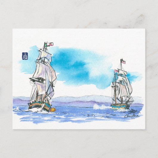 (014) Tall Ship Naval Combat Briefkaart (Voorkant)